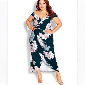 City Chic emerald bloom floral dress.  Sz 20 New